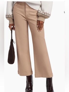 PAIGE Anessa Wide Leg Pants Jeans Size 28 / Light Brown Tan Cropped 26" Inseam